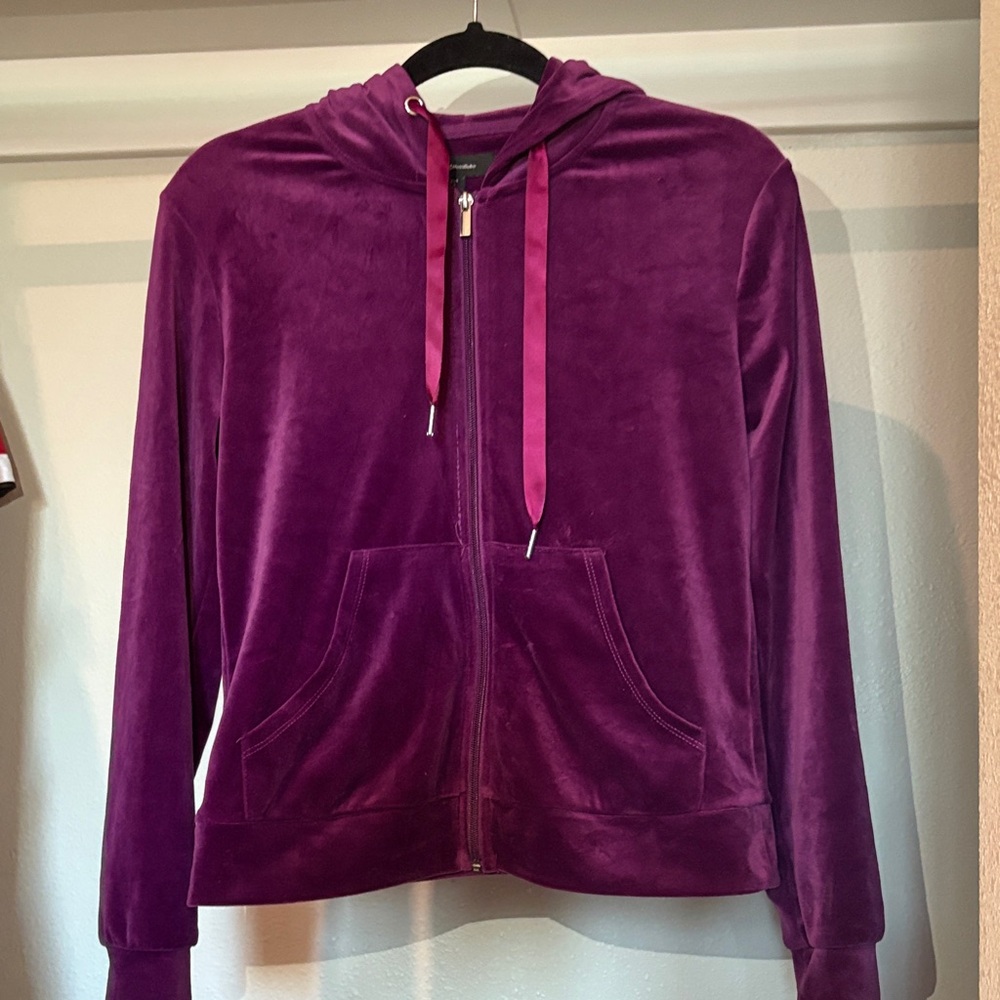 Purple Velour Zip-Up Hoodie